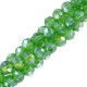 Faceted glass beads 3x2mm disc - Vineyard green-pearl shine coating